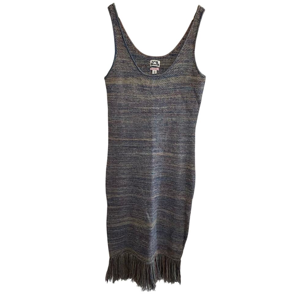 FUTURE COLLECTIVE w Alani Noelle Knit Fringe Midi Tank Dress XXL Boho Multicolor